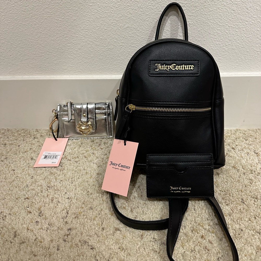 Juicy backpack, card holder, and wallet bundle